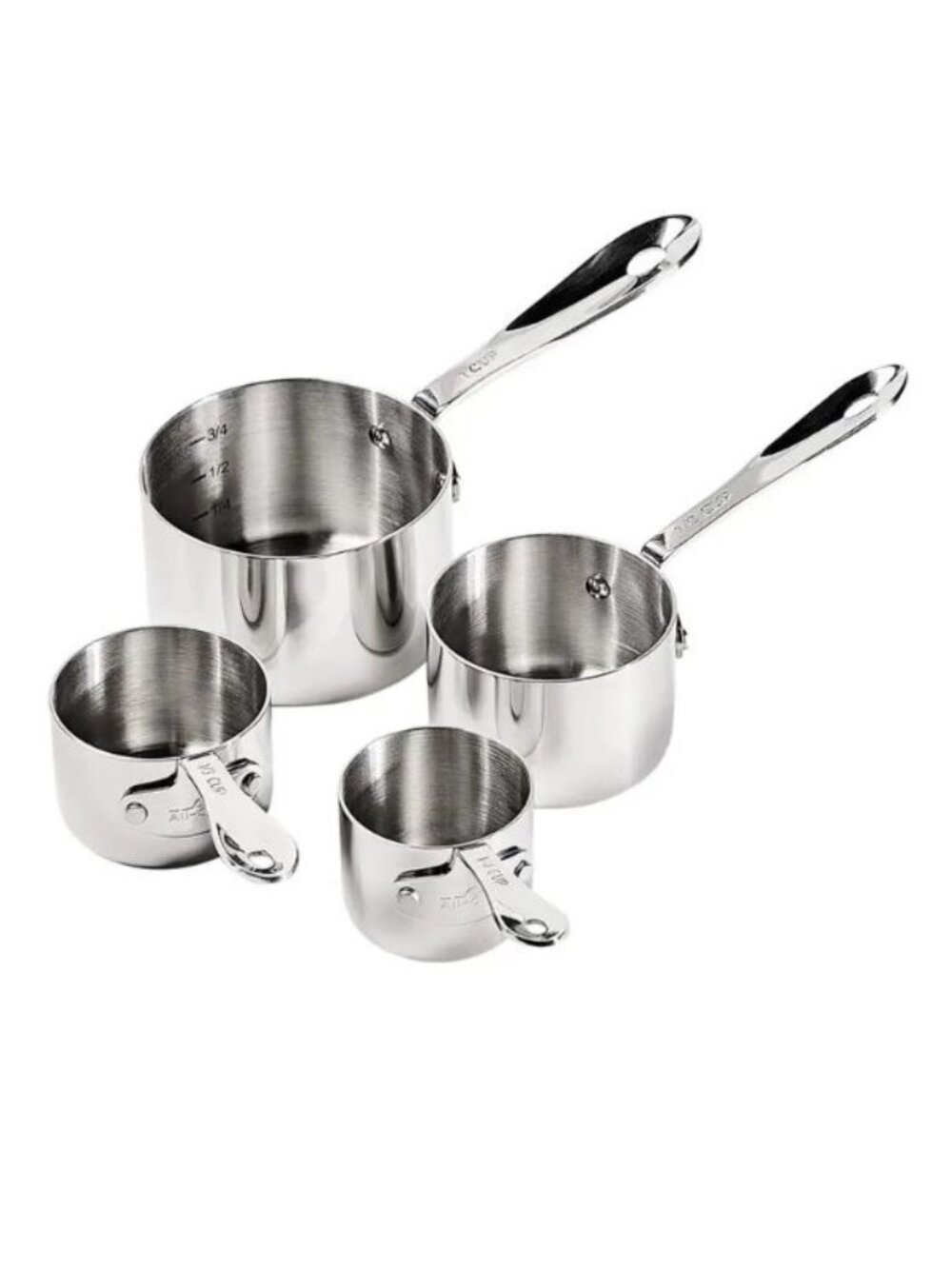 NWT SET 4 ALL-CLAD METAL CRAFTERS STAINLESS STEEL MEASURING CUP SET